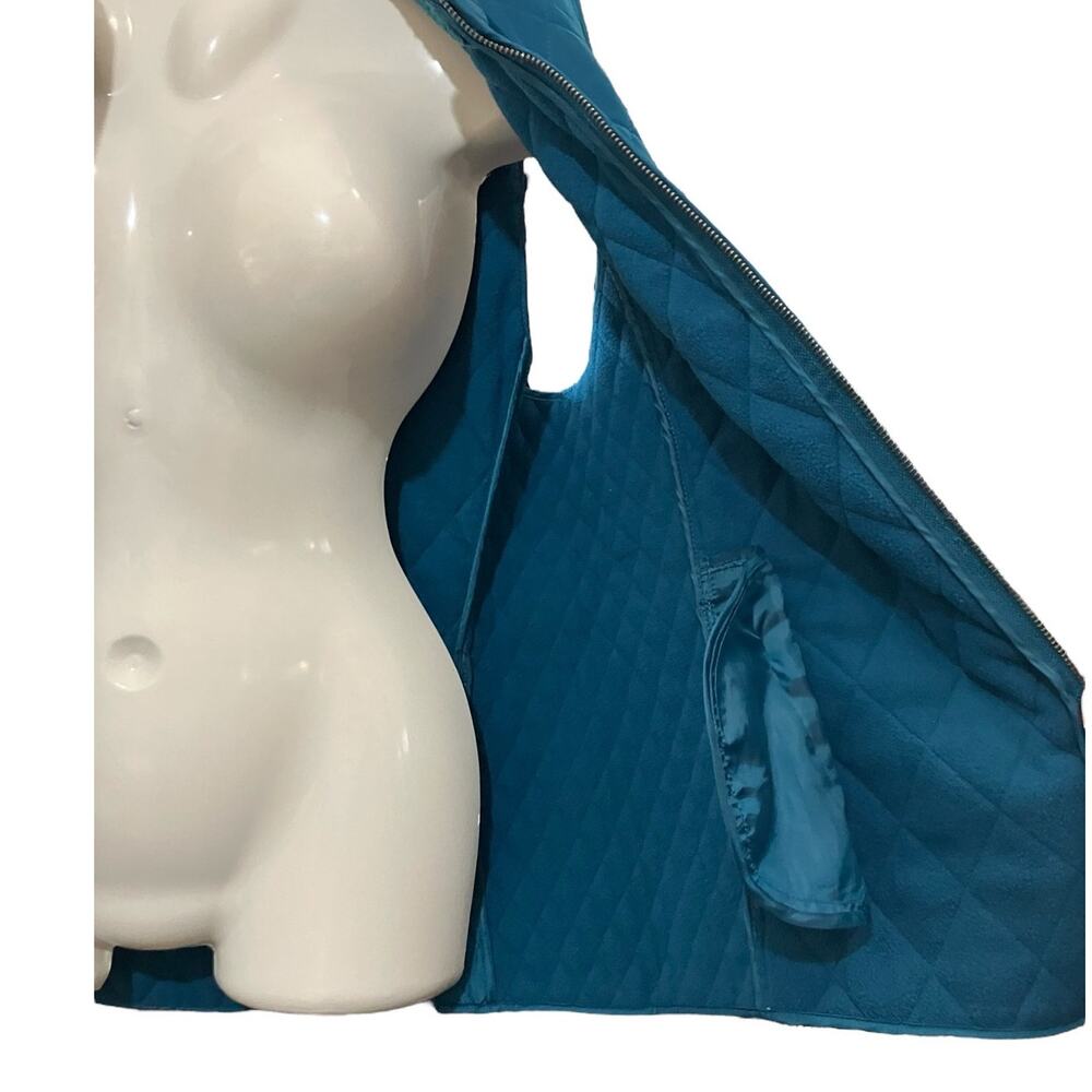 Talbots Women's Teal Quilted Full Zip Collared Sleeveless Vest Lined Pocket SZ L - Picture 9 of 9